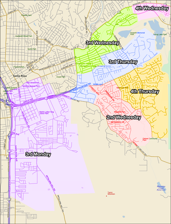 Santa Rosa Collection Schedule - Recycling, Composting, & Trash ...