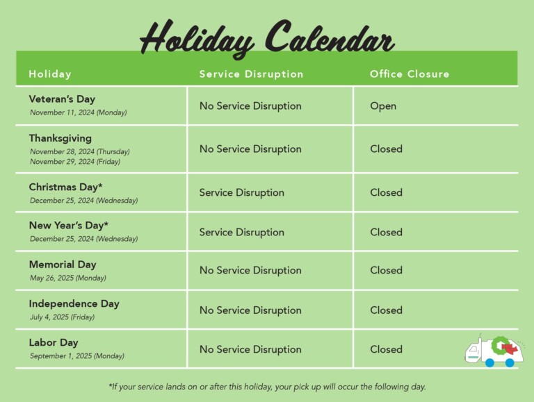 20242025 Holiday Calendar Recology